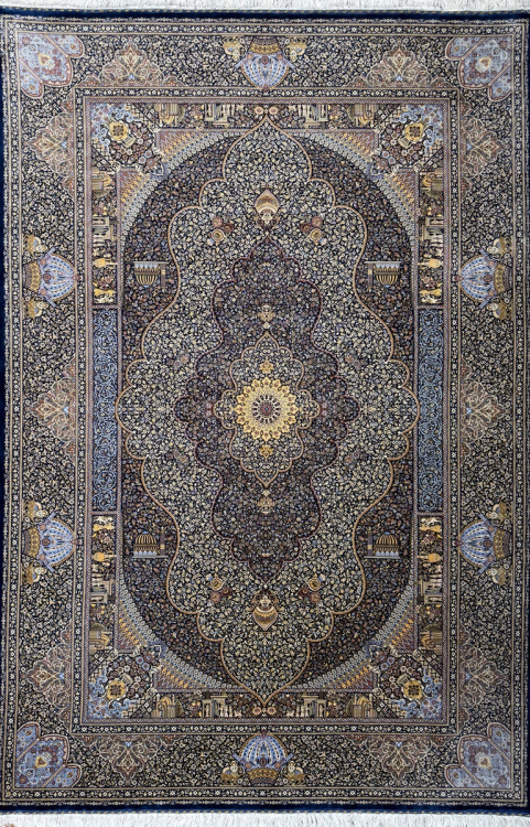 Классический Ковер Qum Original 246 Navy — купить в Барнауле с доставкой по России | Grand Carpets